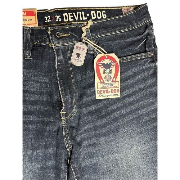 Devil Dog Men’s Slim Jeans 32x36 Distressed Denim Workwear NWT - Picture 3 of 8